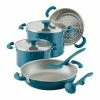 Cheapest 👍 Rachael Ray 8-Piece Enameled Stacking Cookware Set | Teal Shimmer 🧨 -Le Creuset Shop teal1
